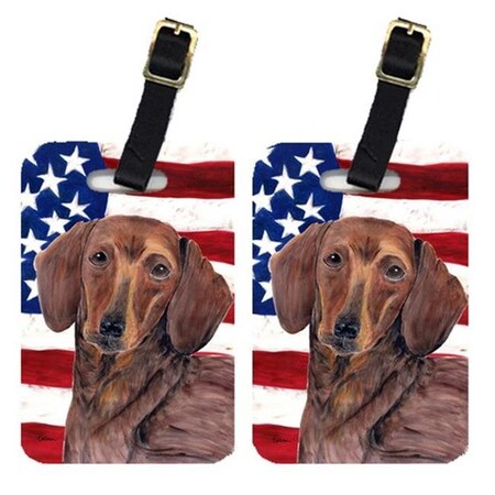 Carolines Treasures Carolines Treasures SC9010BT Pair Of USA American Flag With Dachshund Luggage Tags SC9010BT